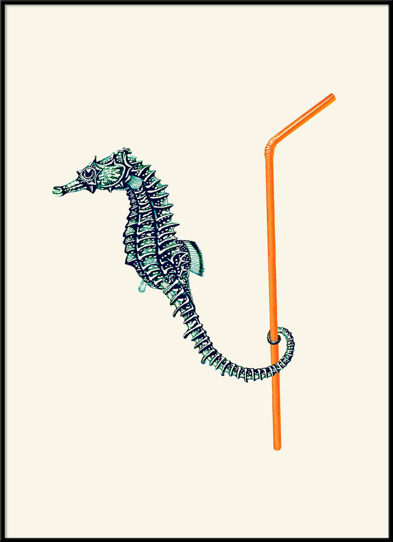 Seahorse and Straw. Mini Print