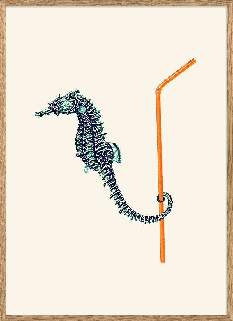 Seahorse and Straw. Mini Print